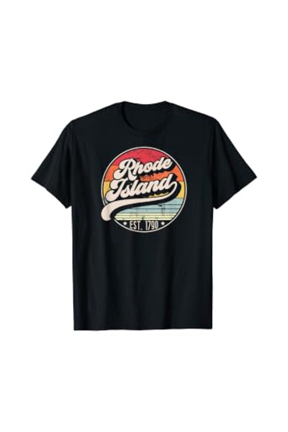 Retro Rhode Island Home State RI Cool 70s Style Sunset Gift T-Shirt, Unisex T-Shirt