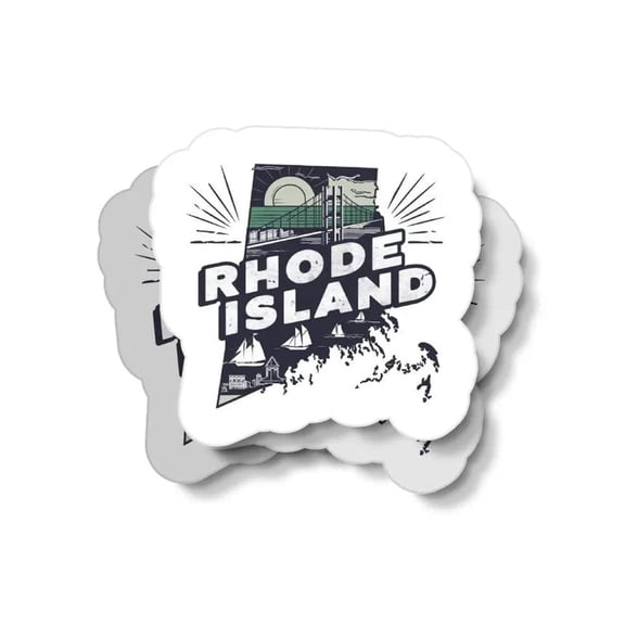 Retro Rhode Island Waterproof Sticker