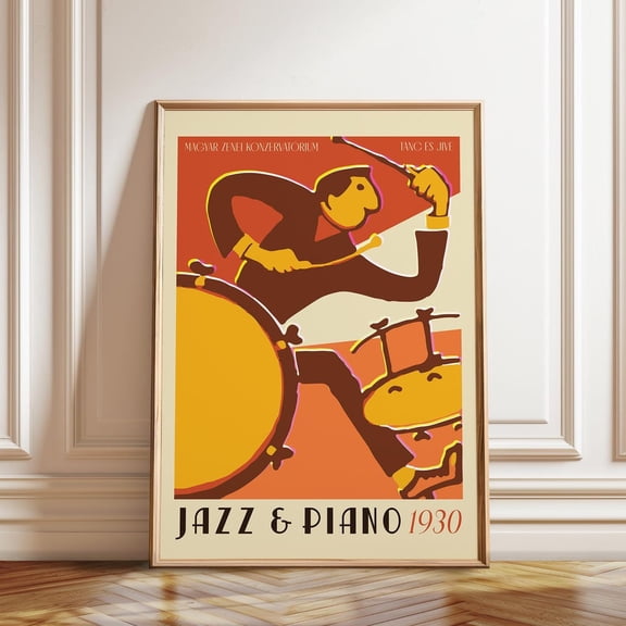 Retro Rhythms: Jazz And Piano 1930 Exhibition Wall Poster - Retro Music - Wall Art, Modern Wall Decor, 12x18 UNFRAMED
