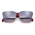 thumbnail image 1 of Retro Rimless Horn Rim Plastic Rectangular Classy Fashion Sunglasses Red - Silver Mirror, 1 of 6