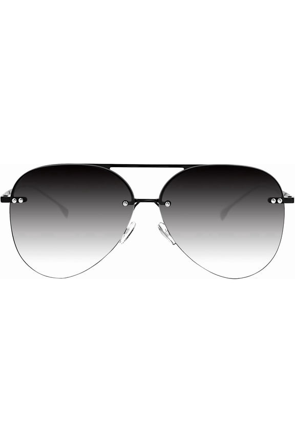 Retro Rimless Women Aviator Sunglasses Classic Lady Sun Glasses black Gradient Mirrored Lens Bold Shades