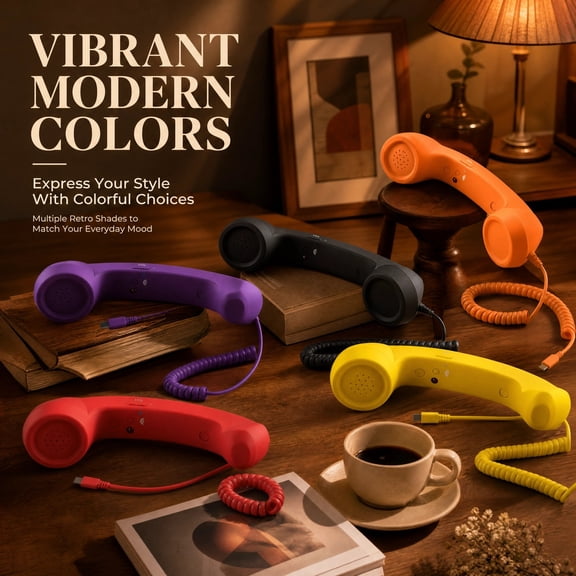 Retro Ring For Cell Phone, Classic Landline Look Retro Ring Phone, Crisp Sound Wired Handset For Daily Private Calls And Video Conference Work