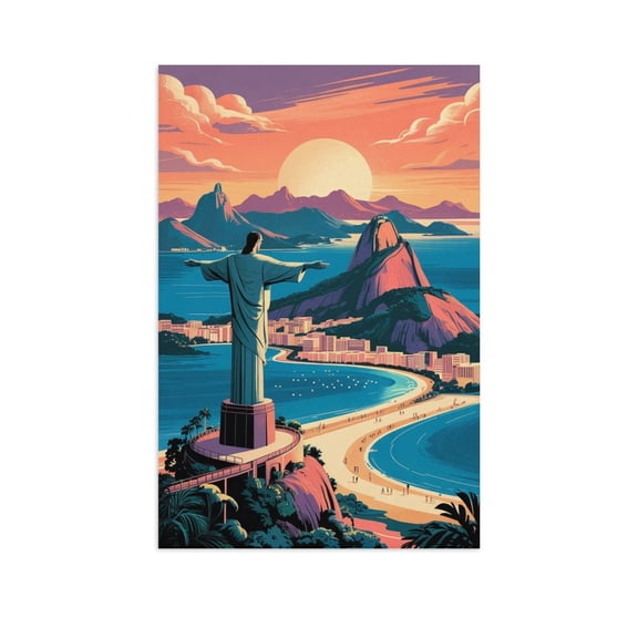 Retro Rio Travel Poster Vintage Brazilian Cityscape Wall Art for Collectors Canvas Poster