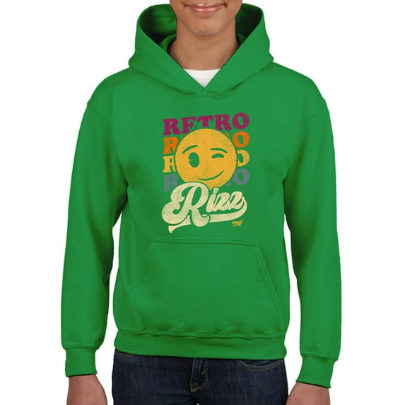 Retro Rizz - Vintage Winking Emoji Graphic Youth's Hoodie