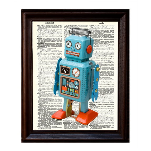Retro Robot - Dictionary Art Print Printed On Authentic Vintage Dictionary Book Page - 8 x 10.5