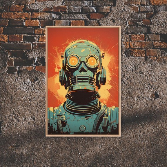 Retro Robot Sci Fi Portrait Wall Art Unframed Paper Print
