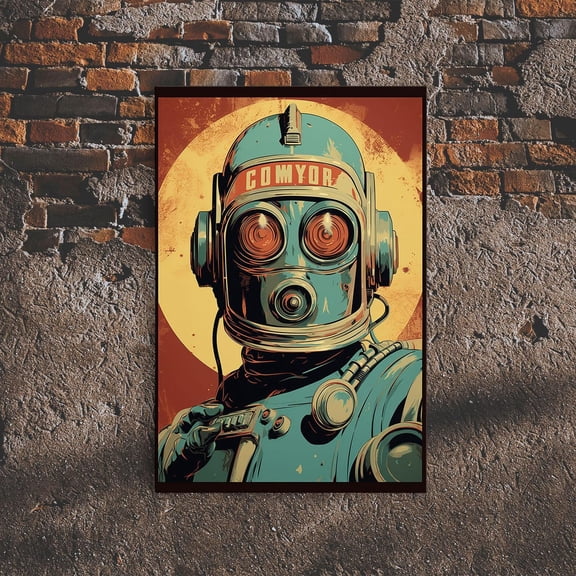 Retro Robot SciFi Portrait Wall Art Unframed Paper Print