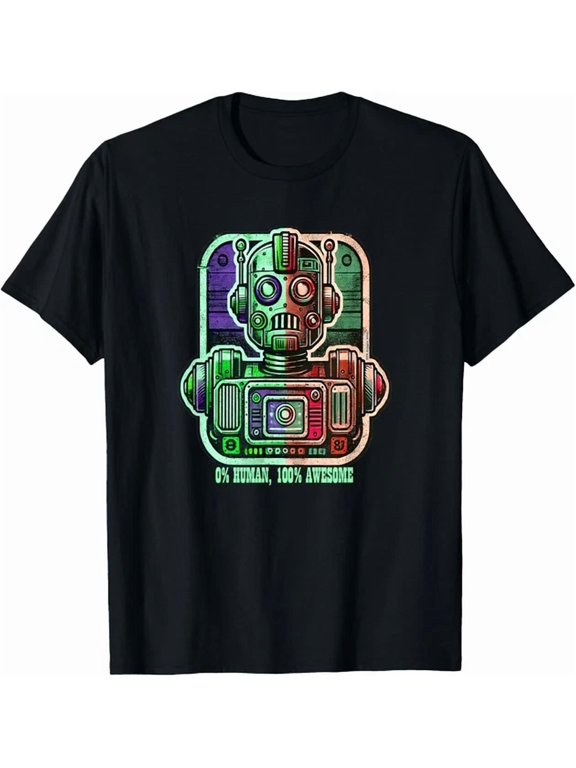 Retro Robot Vintage Vibe 0% Human - 100% Awesome Dad Mom T-Shirt