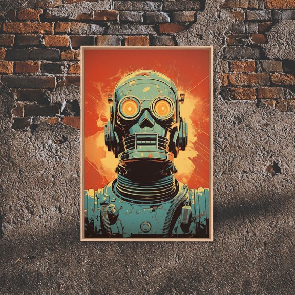 Retro Robot Wall Art Print, Sci Fi Portrait Home Decor