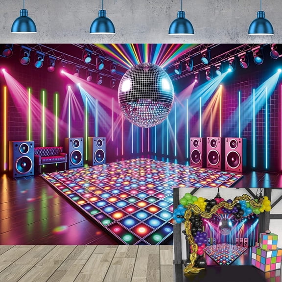 Retro Rock Disco Style Backdrop For Dance Parties And Birthday Parties.