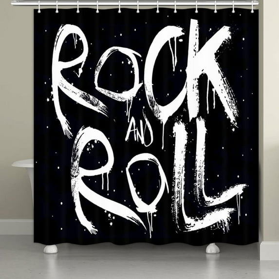 Retro Rock Roll Music Shower Curtain Sets for Bathroom,Black and White Shower Curtain,Extra Long Waterproof Fabric Bathroom Bathtub Decor Curtains with Hooks 72X84IN