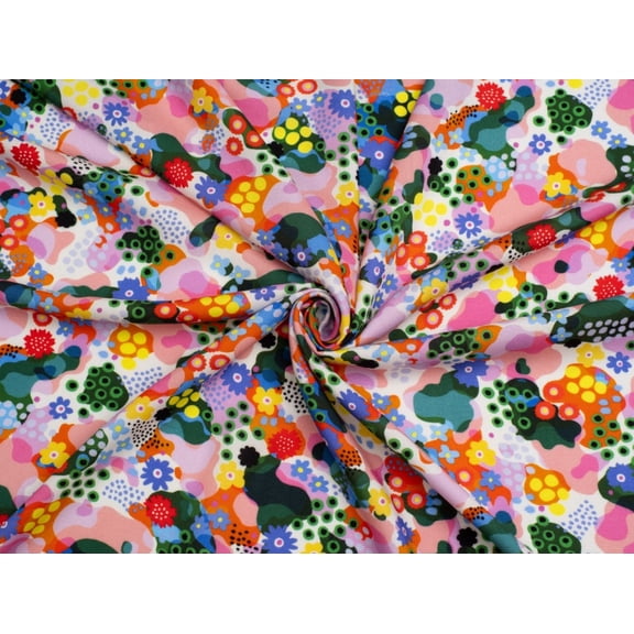 Retro Rockery Viscose Challis Fabric Minerva Exclusive - per yard