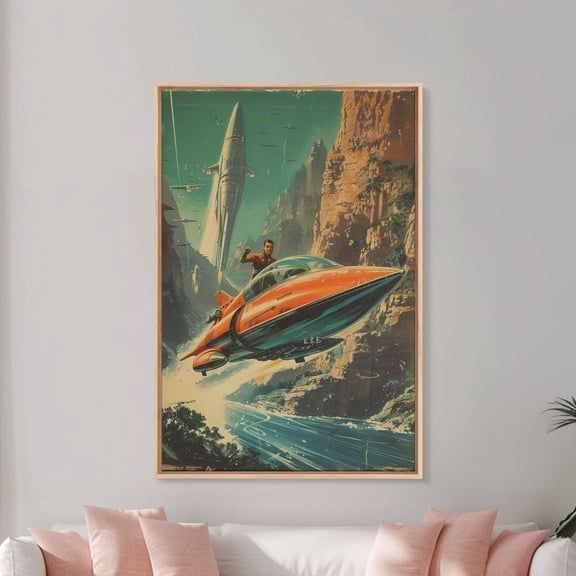 Retro Rocket Ship Art: Vintage Pulp Space Unframed Paper Print