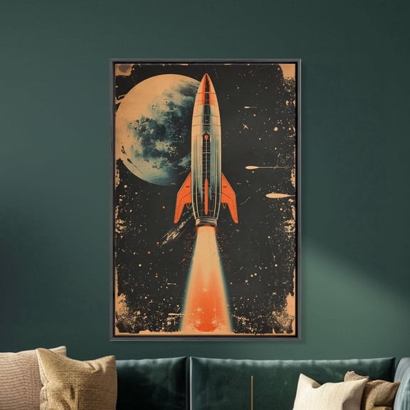 Retro Rocket Ship Space Age Mid Century Wall Art, Poster Only
