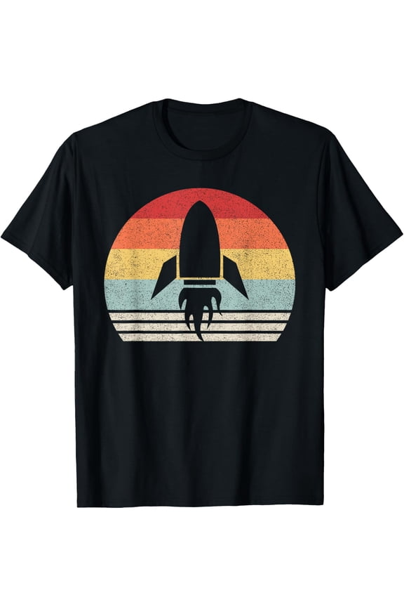 Retro Rocket Space Ship Shirt Vintage Retro Style T-Shirt men and women can wear, black, white, gifts