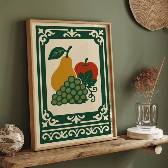 Retro Rococo Fruit Kitchen Decor Poster, Unframed Paper Poster 8x10in
