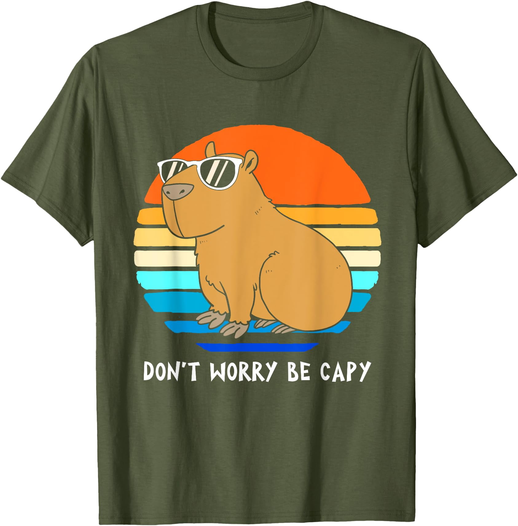 Retro Rodent Funny Capybara Dont Be Worry Be Capy Softstyle Unisex T ...