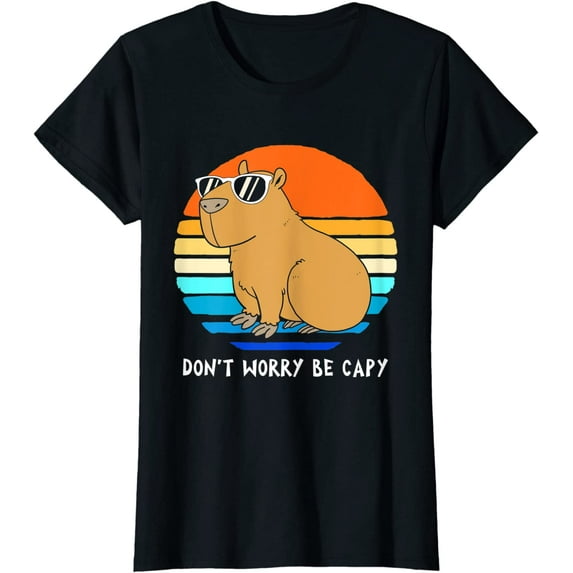 Retro Rodent Funny Capybara Dont Be Worry Be Capy T-Shirt Gift