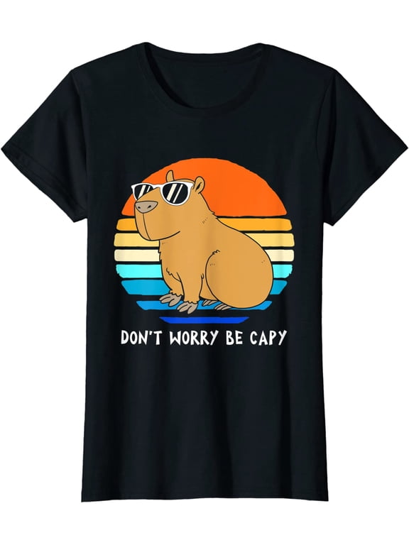 Retro Rodent Funny Capybara Dont Be Worry Be Capy T-Shirt Gift