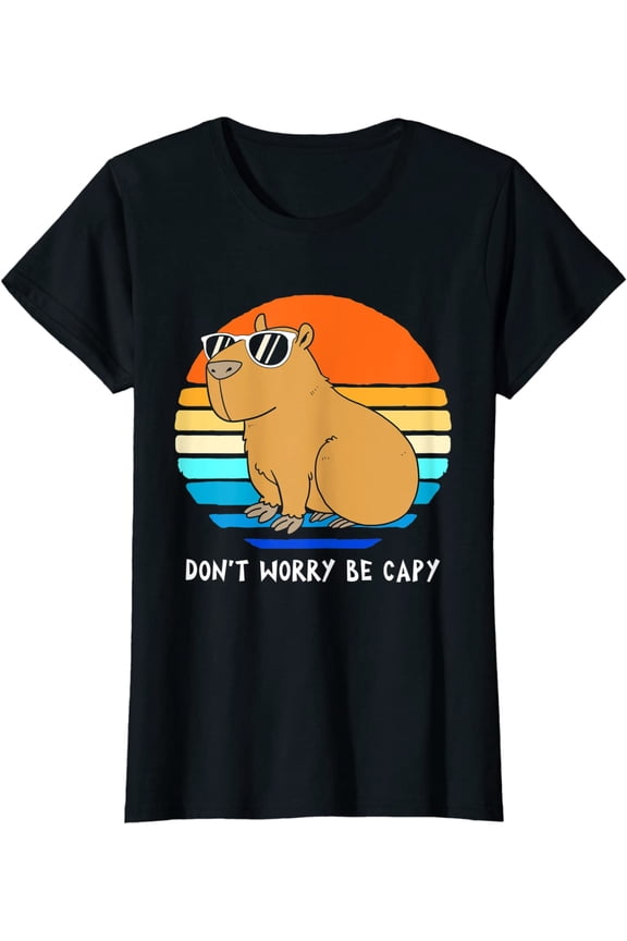 Retro Rodent Funny Capybara Dont Be Worry Be Capy T-Shirt Gift