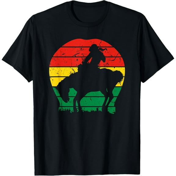 Retro Rodeo Bronc Riding African American Cowgirl Graphic T-Shirt