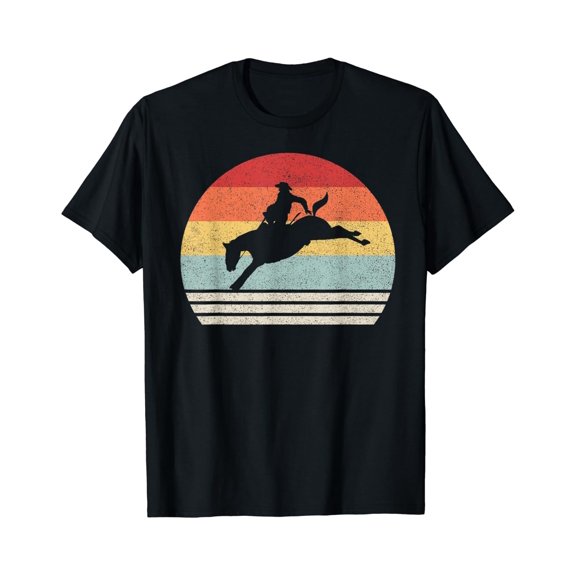 Retro Rodeo Bucking Bronc Riding Bronco Horse T-Shirt Size S-5XL
