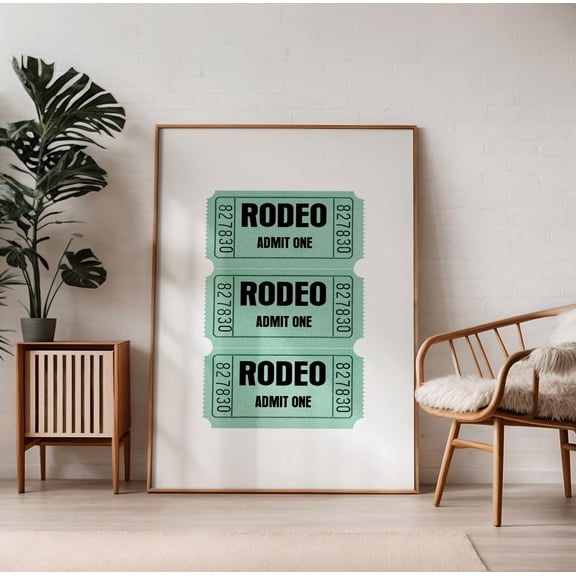 Retro Rodeo Ticket Poster, Texas Southwest Wall Art Home Decor #3115, Unframed Poster Size 24x36