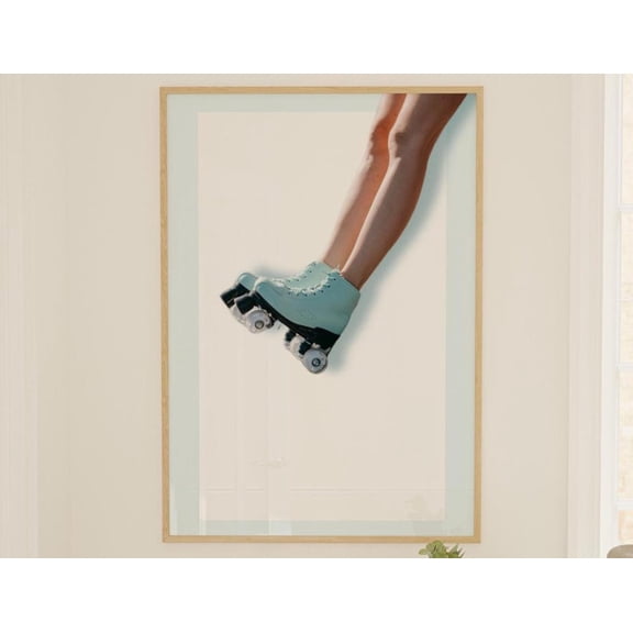 Retro Roller Skating Girl Print Sporty Dorm Decor, Unframed Paper Poster 8x10in