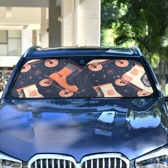 Retro Rollers Skates Automotive Front Car Windshield Sun Shade Reflector Foldable for Front Fit for Cars Truck SUVs