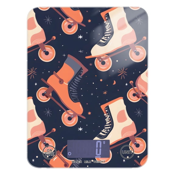 Retro Rollers Skates Food Scale Digital Kitchen Scale Waterproof Tempered Glass Tare Function 11 lb for Baking Cooking Meal Prep