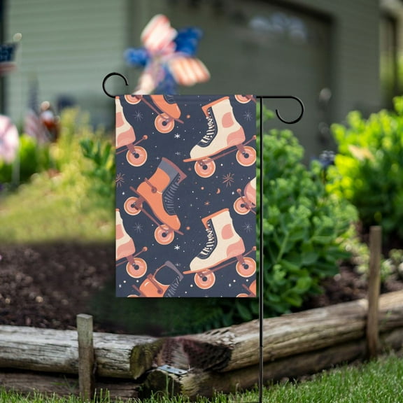 Retro Rollers Skates Garden Flag Double Sided Outdoor Banners for Courtyard Outdoor Lawn Farmhouse Holiday Decorations