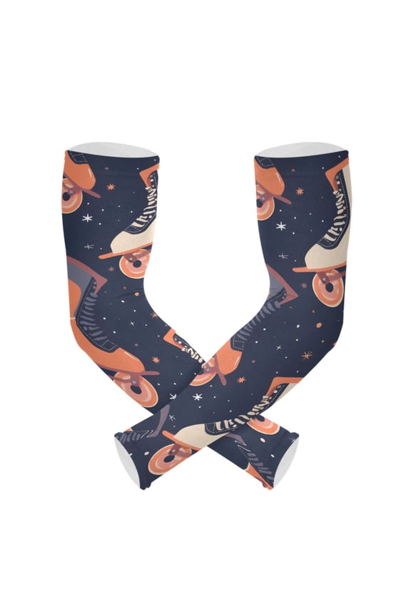 Retro Rollers Skates Gardening Sleeves UV Sun Protection Cooling Arm Sleeves Anti-Scratch Farmers Sleeves for Women Men