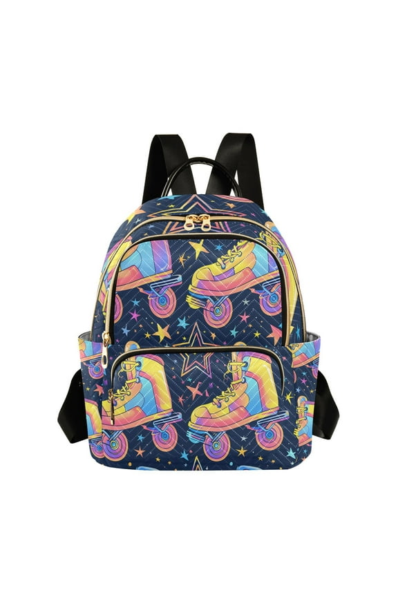 Retro Rollers Skates Stars Travel Laptop Backpack Casual Daypack Lightweight Bookbag Compartment for Business
