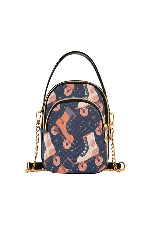 Retro Rollers Skates Women Quilting Handbags Shoulder Bag Cross Body Bag with Crossbody Strap Hobo Bags Chain Strap