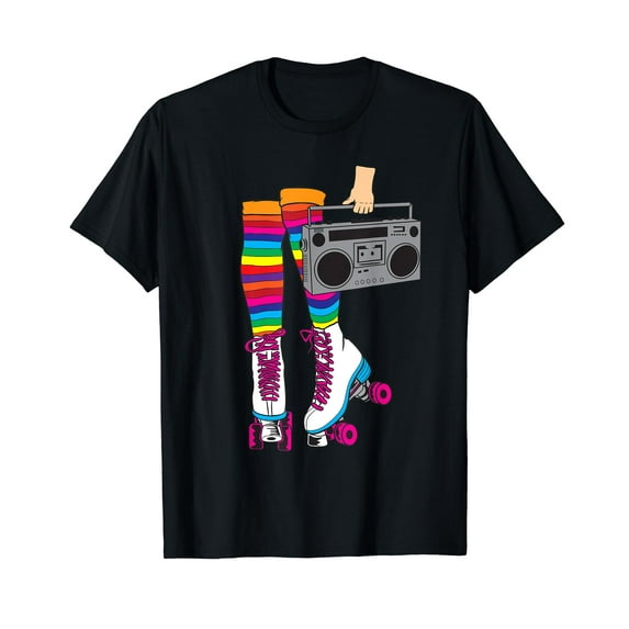Retro Rollerskates Funny 80's Roller Disco Skating Gift T-Shirt