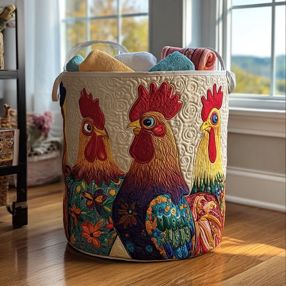 Retro Roos Quilted Laundry Basket