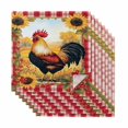 thumbnail image 1 of Retro Rooster Cloth Napkins, Yellow Sunflower Red Plaid Farmhouse Washable and Reusable Dinner Napkins Set of 8, Table Napkin for Kitchen Party Birthday Wedding Hotel Housewarming 20"x20", 1 of 8