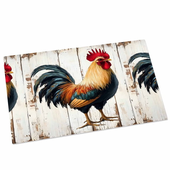 Retro Rooster Door Mat 16x24 Inch Realistic Animal Wood Grain Entryway Rug with Non-Slip Rubber, Front Door Rug Indoor Floor Mats for Living Room Bathroom Bedroom Home Office