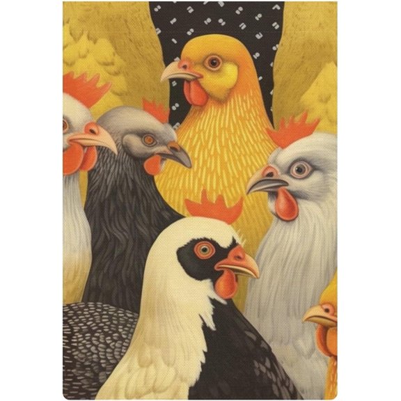 Retro Rooster Farmhouse Welcome Garden Flag Double Sided 12x18 Inch Black White Yellow Outdoor Yard Decoration for Home