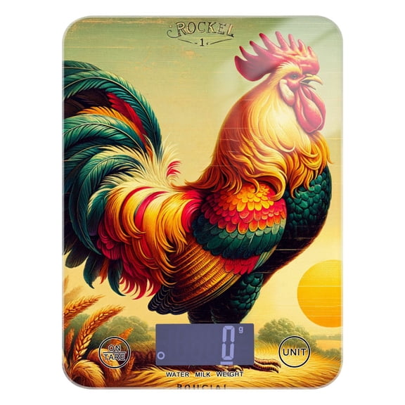 Retro Rooster Food Scale Digital Kitchen Scale Waterproof Grams Ounces lbs for Weight Loss