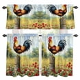 thumbnail image 1 of Retro Rooster Kitchen Curtains Sets for Windows 36 Inch Length, Spring Floral Watercolor Animals Rod Pocket Window Treatments Tier Curtains and Valances Set for Bedroom/Bathroom, 1 of 8