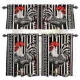 thumbnail image 1 of Retro Rooster Kitchen Curtains Valances and Tiers Set of 3 Farmhouse Vintage Animal Black White Stripes Country Tier Curtains and Valance with Rod Pocket for Small Windows, 27.5"x24", 1 of 9