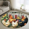 thumbnail image 1 of Retro Rooster Round Area Rug 3.3 FT, Non Slip Small Entryway Kitchen Mat, Farmhouse Watercolor Animals Floral Washable Soft Circular Rug Non-Shedding Door Mat for Bathroom Playroom Kids Room, 1 of 9