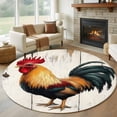 thumbnail image 1 of Retro Rooster Round Rugs for Living Room 6ft Colorful Chicken Vintage Broad Watercolor Non Slip Circle Rug Washable Low-Profile Indoor Carpet for Bedroom, Dining Room, Bathroom, 1 of 9