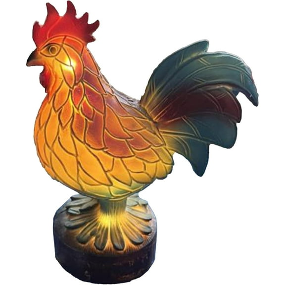 Retro Rooster Stained Resin Table Lamp - Animal Table Lamp Series, Vintage-Style Bedside Lamp, Unique Rooster Design for Home Décor, Small Table Lamp for Living Room & Bedroom
