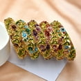 thumbnail image 1 of Retro Rose Diamond Studded Hollow Alloy Cloisonne Antique Painted Bracelet For Women, 1 of 2