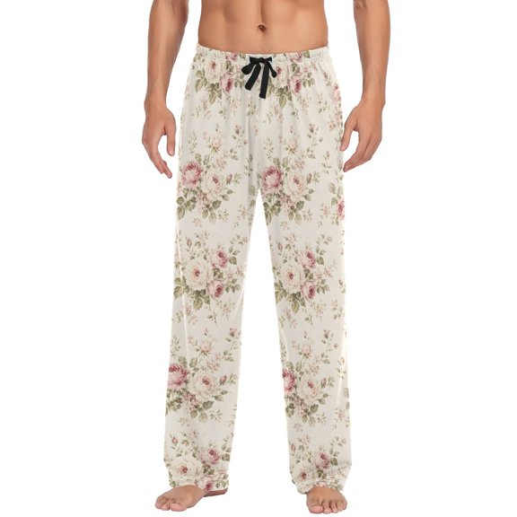 Retro Rose Men's Pajama Pants Lightweight Pjs Bottoms Sleepwear Bottom Pants with Pocket Drawstring