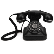 Retro Rotary Dial Telephone, Old Fashioned Landline Phones with Classic Metal Bell, 1960s Vintage Wire Telephone, Classic Black Corded Phone Redial Function for Home Office