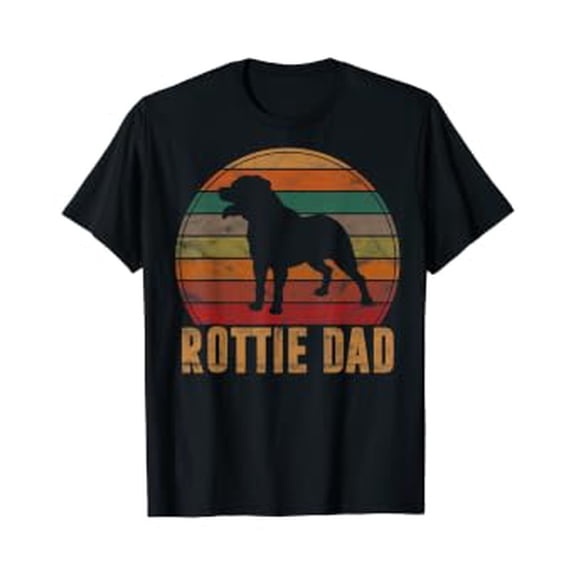 Retro Rottweiler Dad Gift Rott Dog Owner Pet Rottie Father T-Shirt