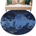 thumbnail image 1 of Retro Round Area&nbsp;Rug 8ft Starry Sky Night Forest Tree Shadows Pastoral Non-Slip&nbsp;Washable Circle Rugs Soft Felt Indoor Floor Mat for Bedroom Kitchen Living Room Bathroom, 1 of 9